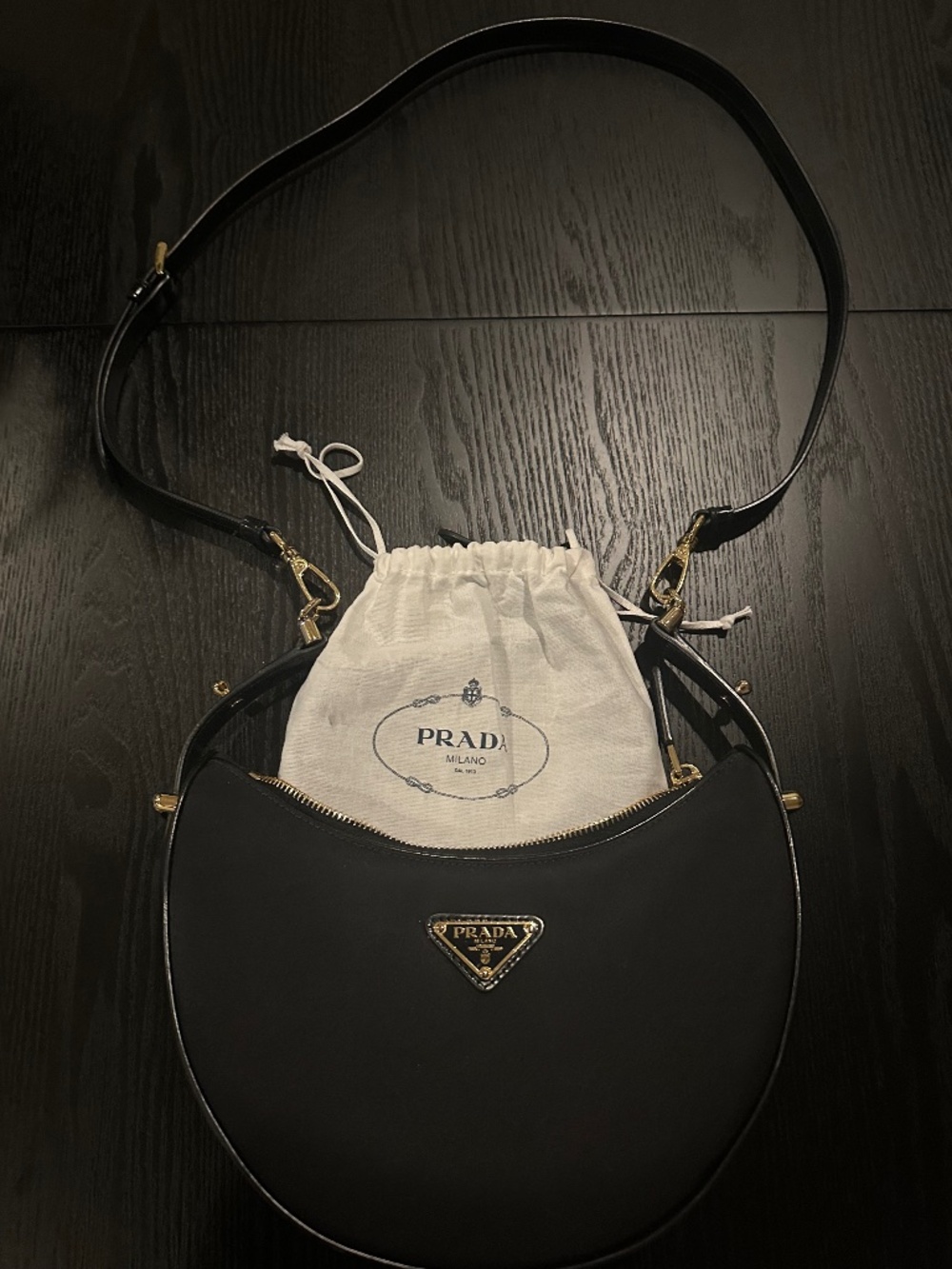 Prada Arqué small Re-Nylon and brushed leather shoulder bag